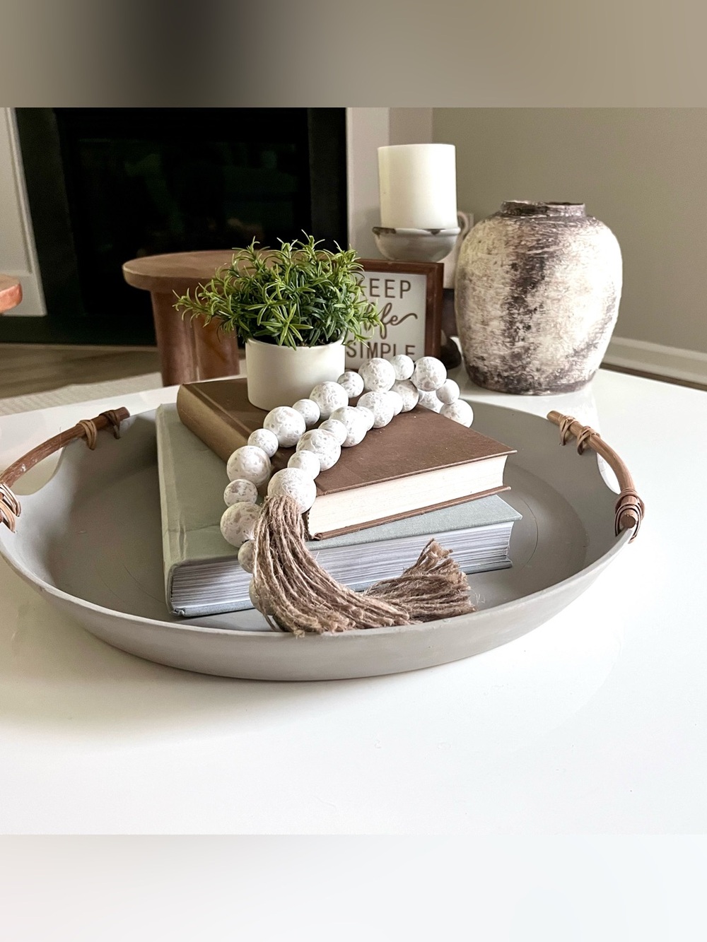 Large 18” Bamboo Ottoman Size Serving Tray
